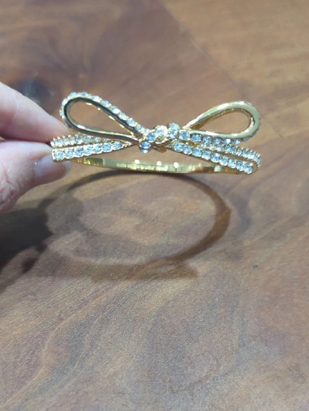 Kate Spade Elegant Gold Bow Crystal Bangle Bracelet - Women Jewelry - Picture 3 of 3